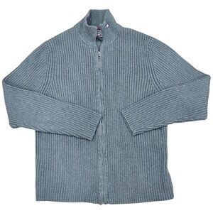 Vintage Ralph Lauren Polo Jeans Co Sweater Mens L Gray Knit Full Zip Mock Neck